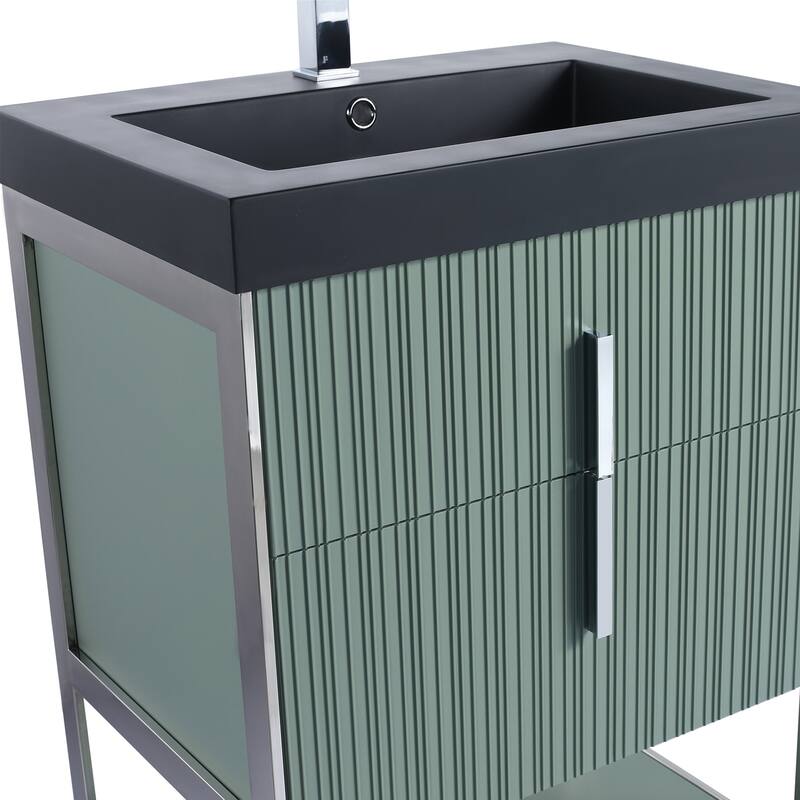 Fine Fixtures Serenity Modern Bathroom Vanity with Black Gel Acrylic Top