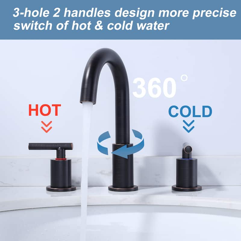 WOWOW Widespread 8 in.Double Handle Bathroom Faucet