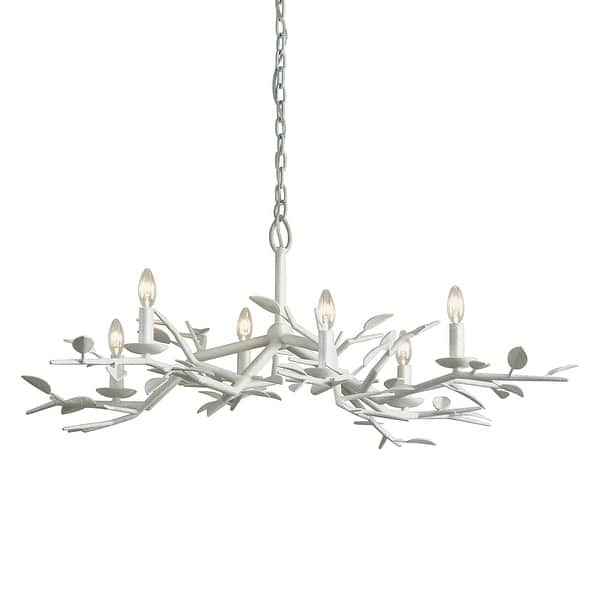 slide 2 of 4, Aubrey Gesso White Chandelier 6 Lights