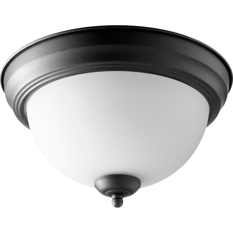 Quorum International 2 Light 12" Wide Flush Mount Bowl Ceiling Fixture - Noir / Satin Opal