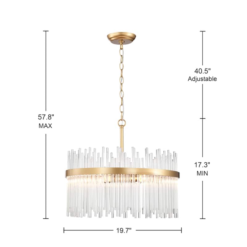 Casandra 5-light Shiny Bronze Chandelier with Clear Glass Bars - Shiny Bronze