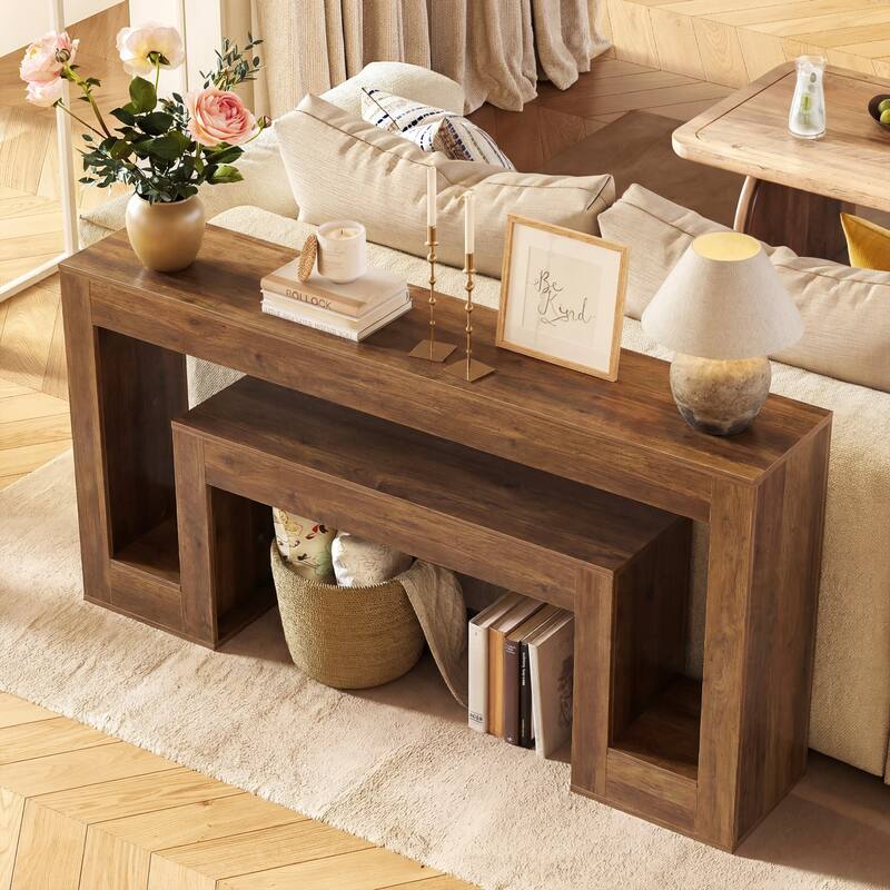 63"Console Table For Entryway，2-Tier Entryway Console Table