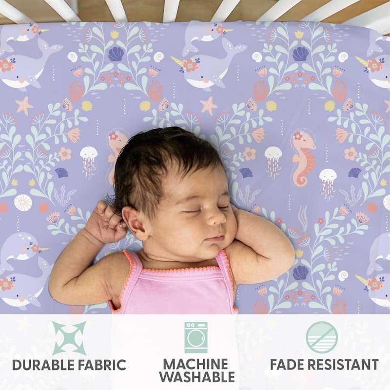 The Peanutshell Ocean Girl Microfiber 4-Pack Crib Sheets
