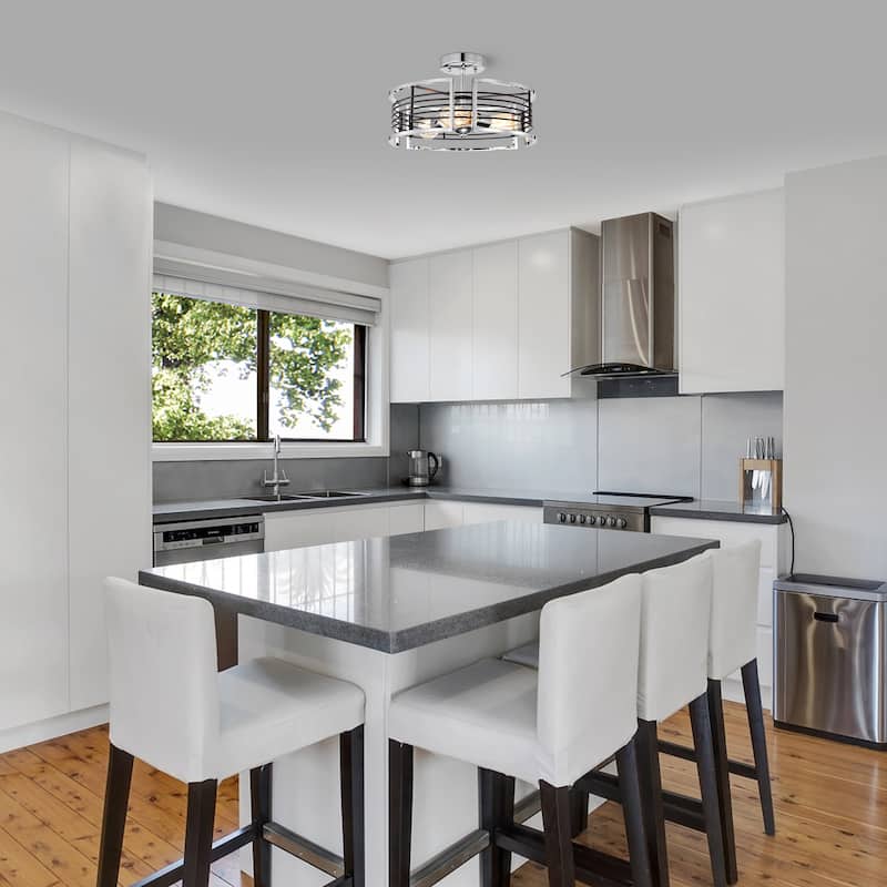 3-light Chrome Semi-Flush Mount