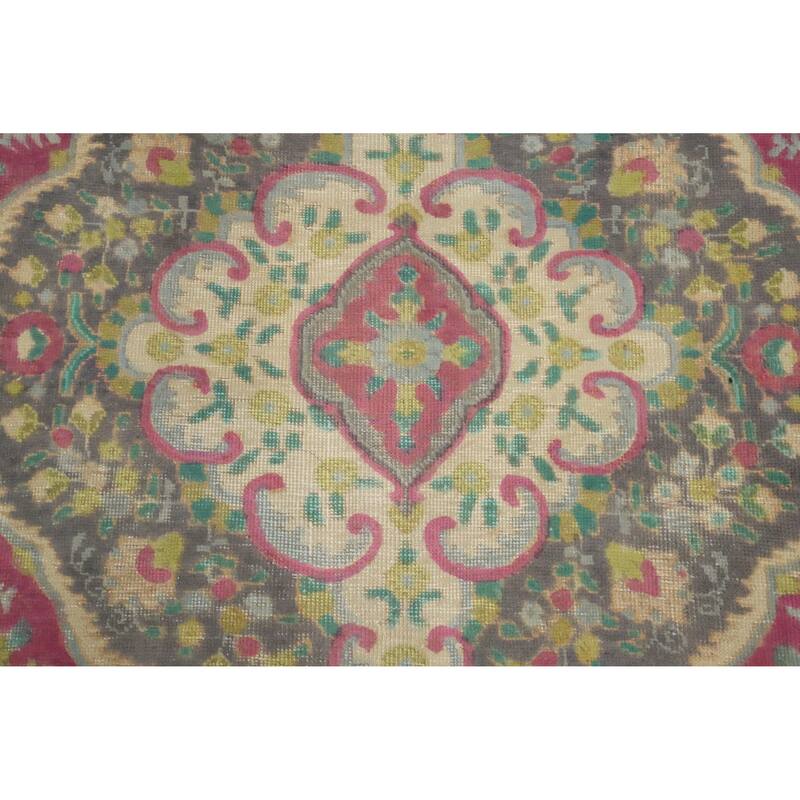 Hand Knotted Oriental 100% Wool Carpet Traditional Floral Pink Tabriz Area Rug - 12' 5'' X 9' 6''