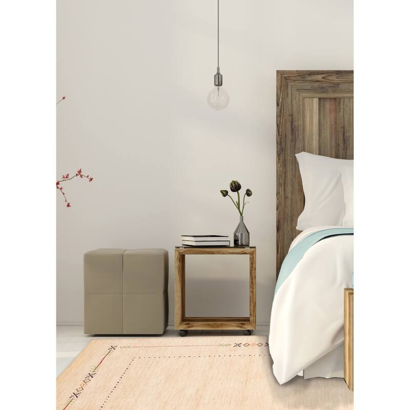 ECARPETGALLERY Hand Loomed Kashkuli Gabbeh Beige Wool Rug - 4'1 x 5'8