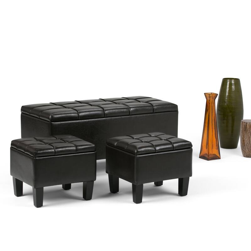 WYNDENHALL Lancaster 44 inch Wide Contemporary Rectangle Storage Ottoman - Tanners Brown