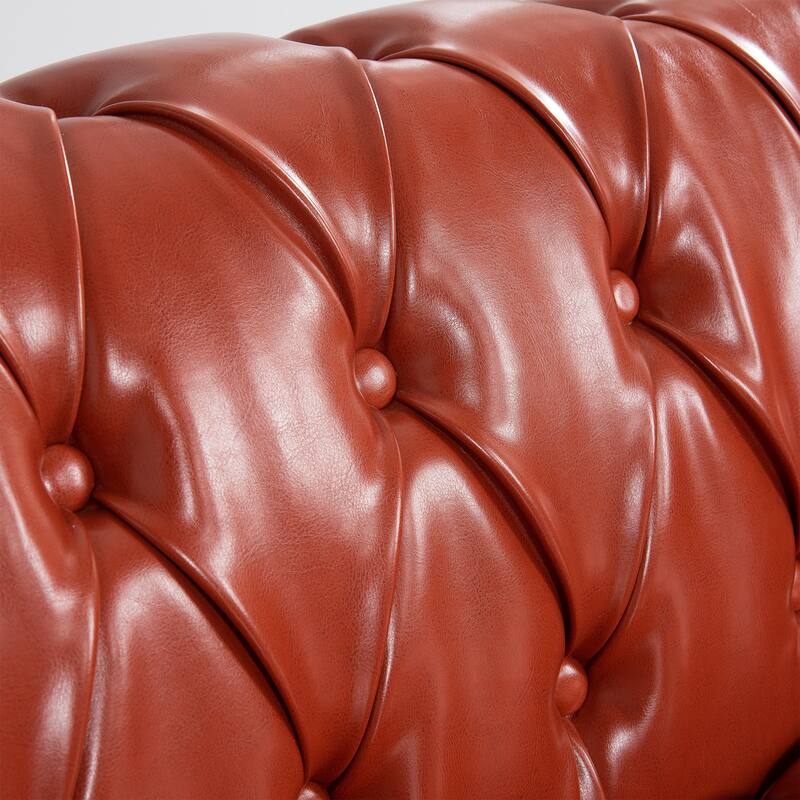 Modern PU Leather Couch with Sturdy Birch Legs and Comfortable Foam Seating