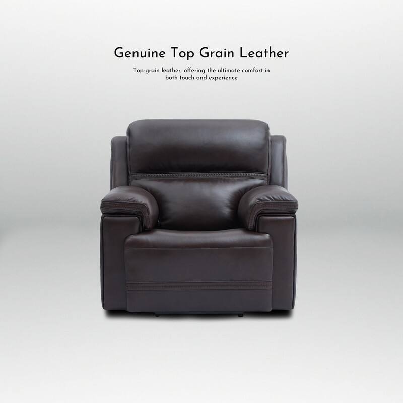 Genuine Leather Power Recliner with Zero Gravity Dual Power Adjustable Headrest & Footrest USB Type-C Charging Ports.