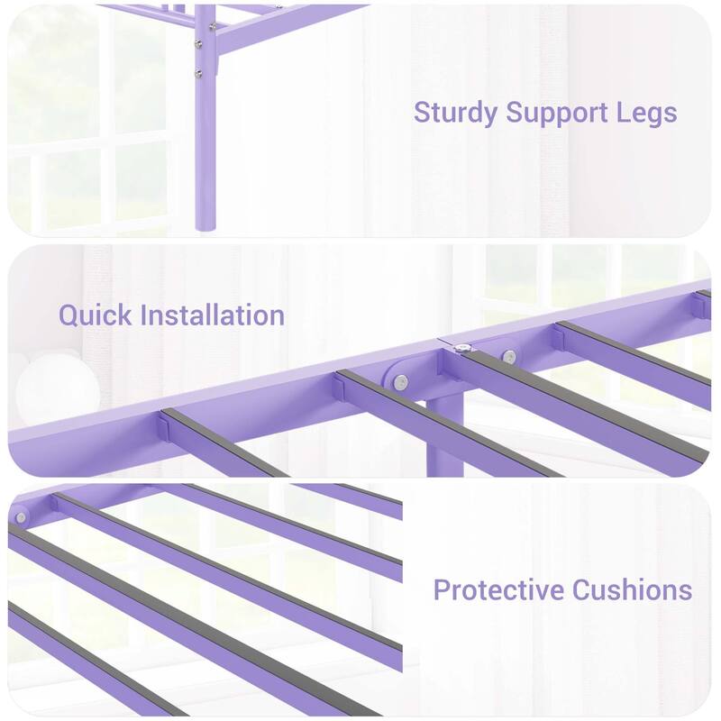 Bed Frame with Headboard and Footboard for Girls and Boys