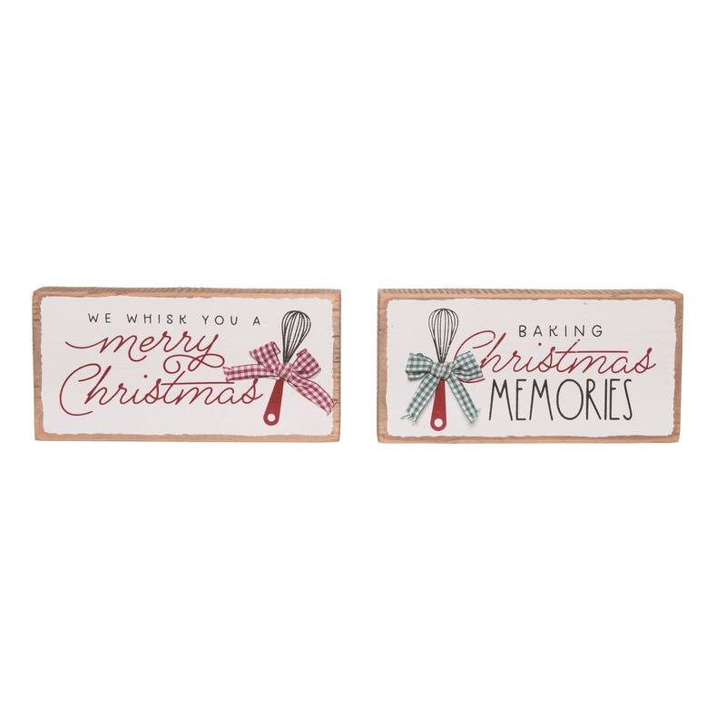 Transpac Wood Baking Blocks Set of 2 Christmas Home Decorations
