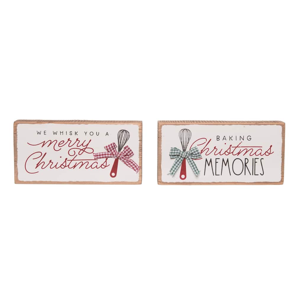 Transpac Wood Baking Blocks Set of 2 Christmas Home Decorations