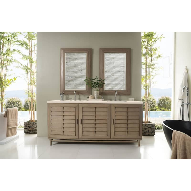 James Martin Vanities Portland 72" Double Basin Hardwood Vanity Set
