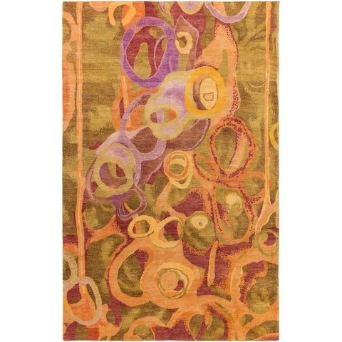 Hand Knotted Pipa Wool Area Rug - 6' x 9'