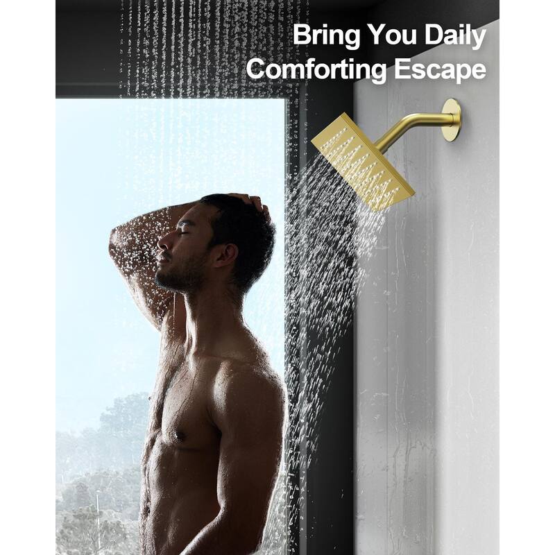 GRANDJOY 12" Ceiling-Mount Shower System Rainfall Shower Head with Anti-Scald Valve