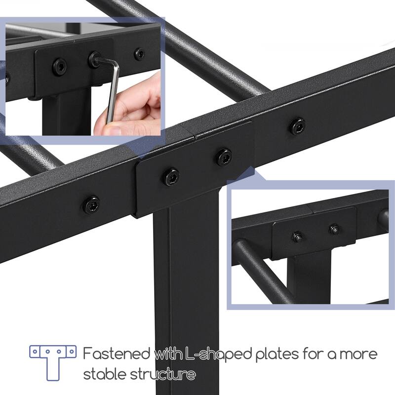 Yaheetech Minimalist Metal Platform Bed Frame with Spindle Headboard and Footboard