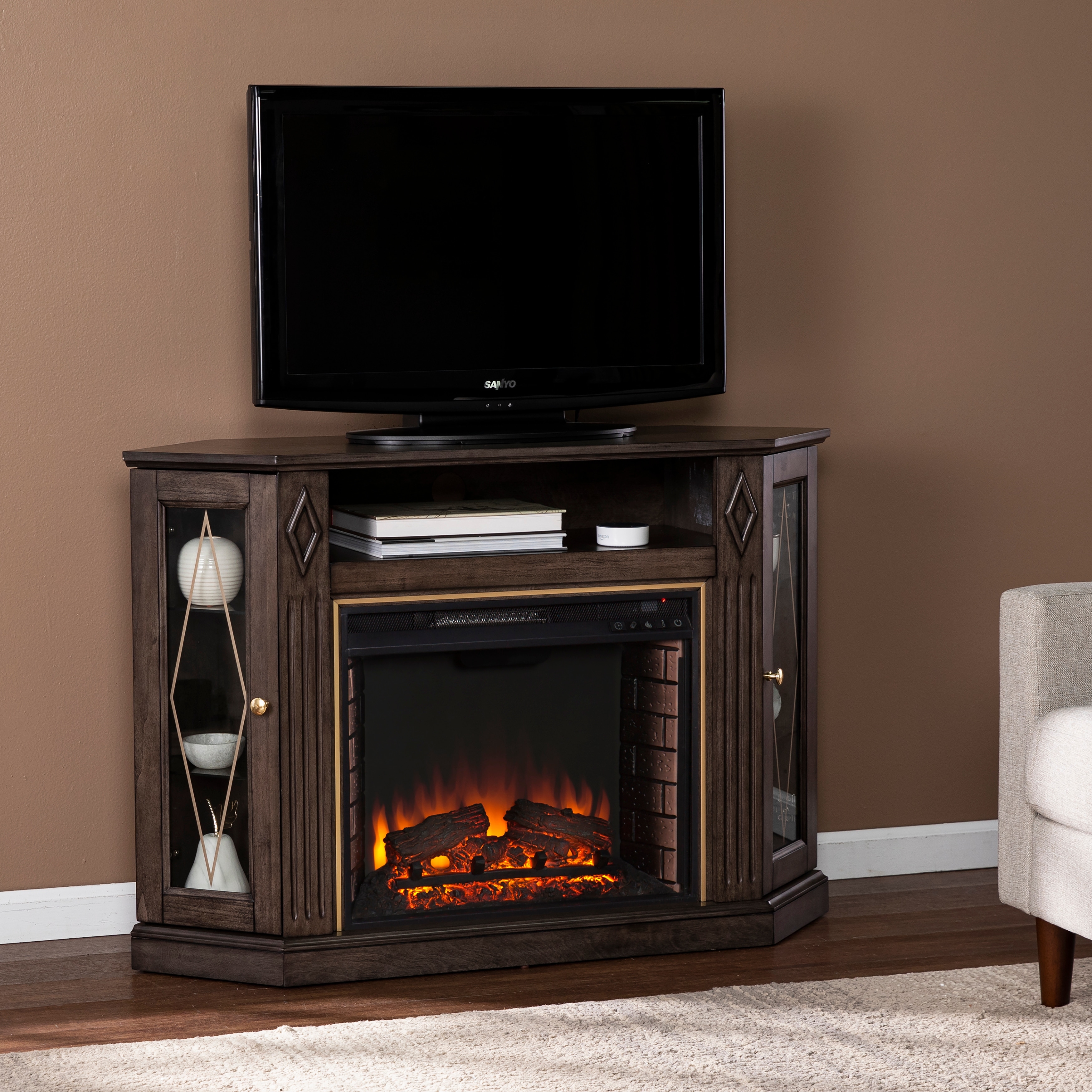 Copper grove deals fireplace tv stand