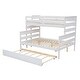 preview thumbnail 23 of 22, Modern Twin over Full Wooden Bunk Bed Kids Bed with Twin Size Trundle,Ladder and Guardrail