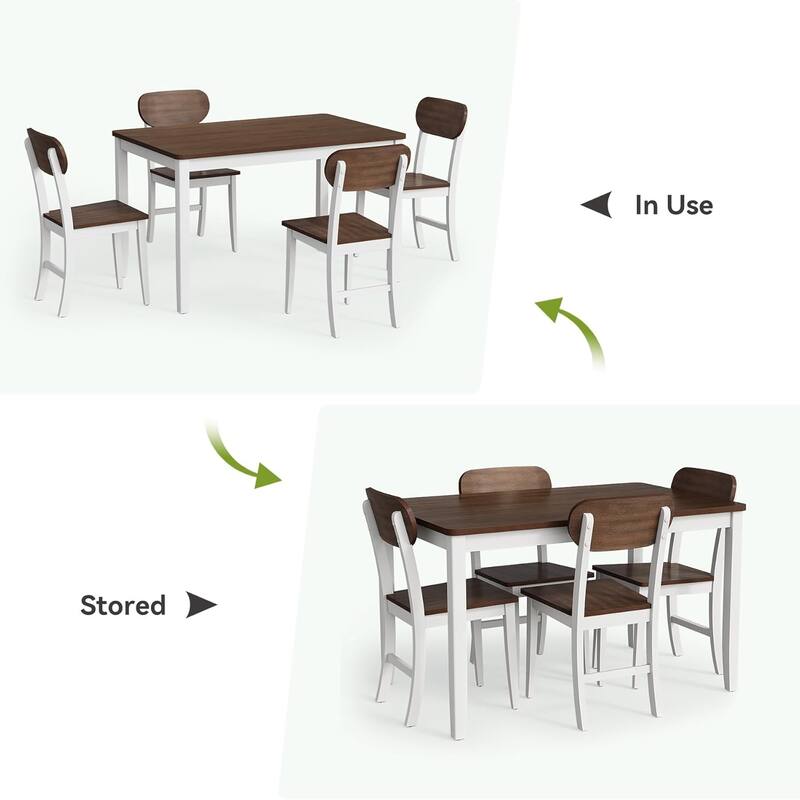 Dining Table Set for 4, 5 Pieces Kitchen Table Set with Solid Wood Legs