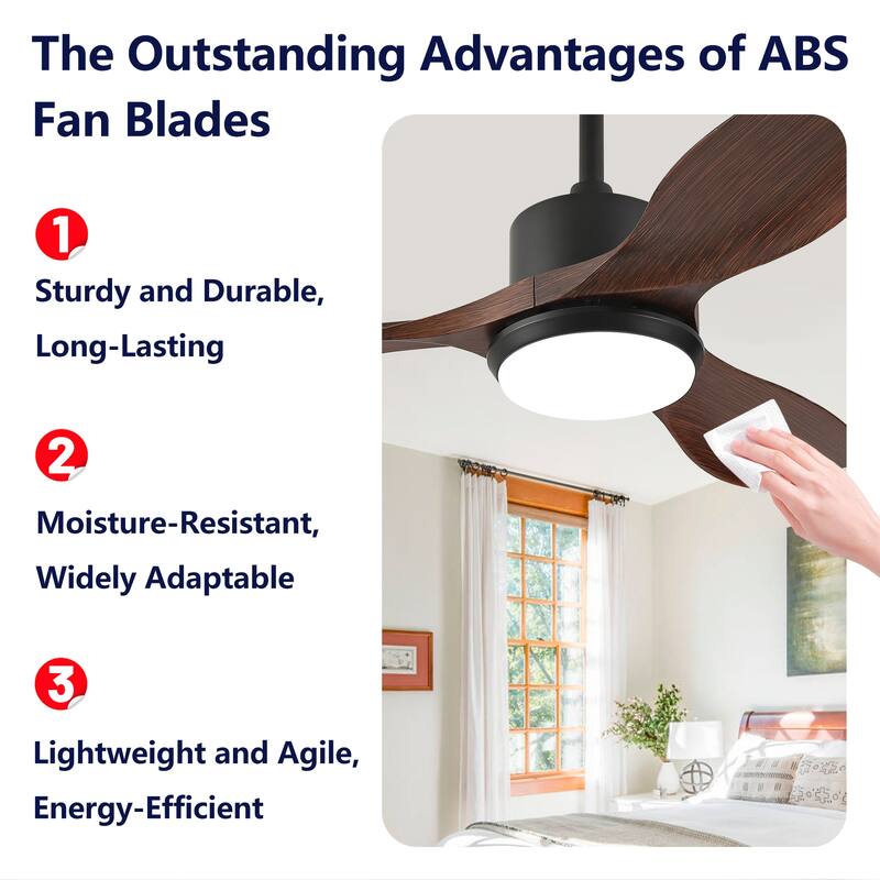 42" Ceiling Fan w/ Light 3 ABS Blades Remote Control Reversible DC Motor