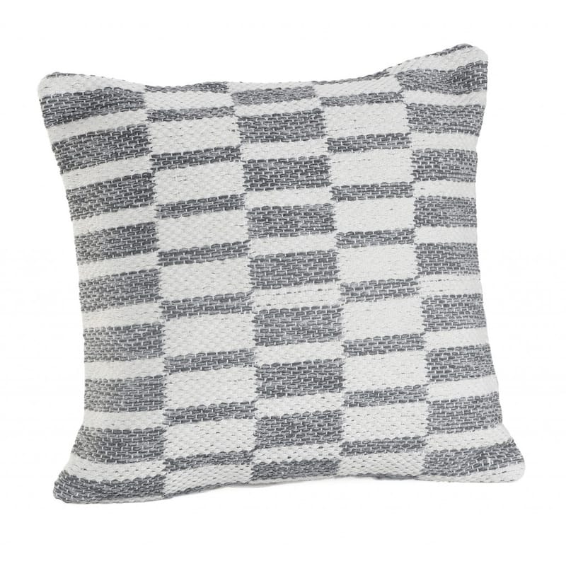 HomeRoots 18" X 18" Gray And White 100% Cotton Geometric Zippered Pillow