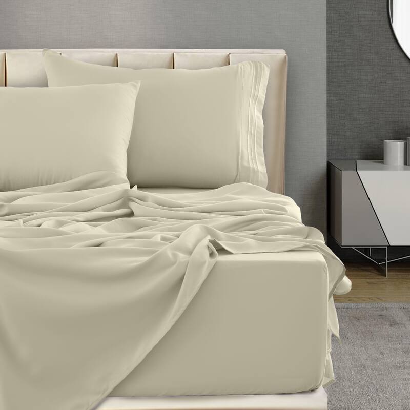 6 Piece Bed Sheet Set Deep Pocket Ultra Soft Microfiber Bedding Sheets