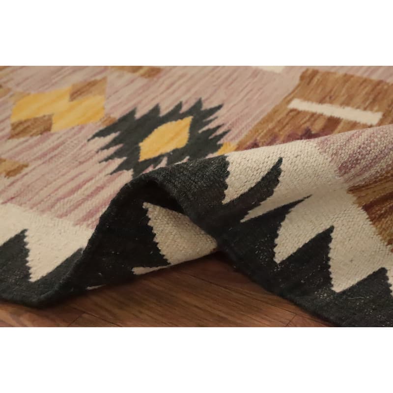 Hand Woven Oriental 100% Wool Carpet Southwestern Tribal Pink Kilim Area Rug - 6' 9'' X 5' 0''