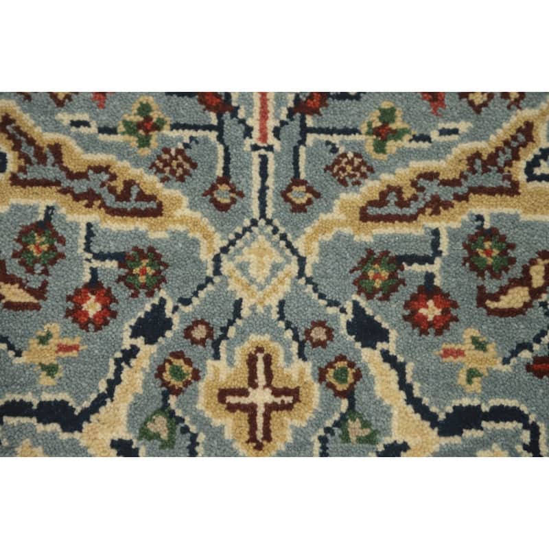 Hand-knotted Transitional Wool Carpet Blue Oushak Rug Oriental Carpet Floral Area Rug Oriental Carpet - 5' 0'' X 2' 11''