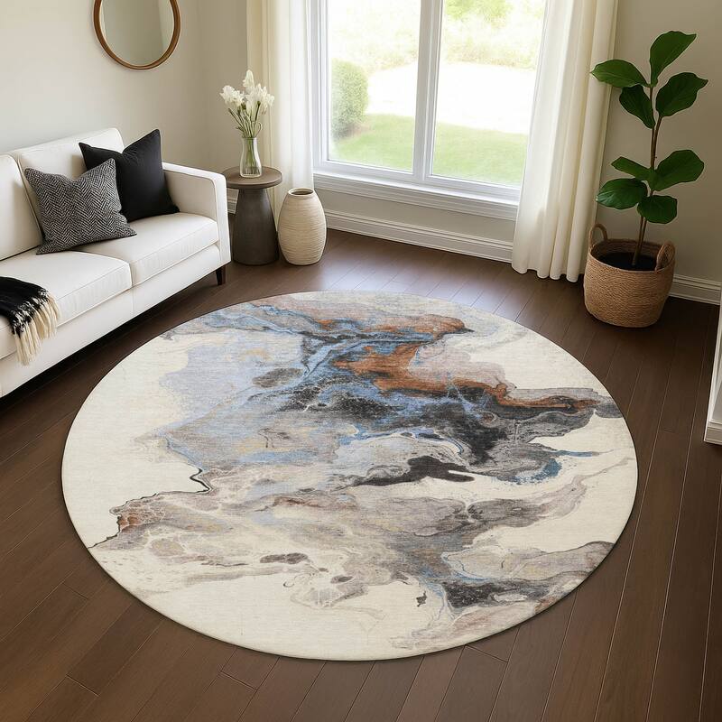 Premium Washable Super Soft Modern Glam Mayfield Rug - Beige - 8' x 8'