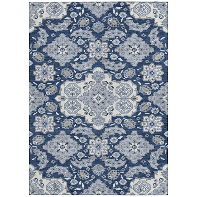 HomeRoots Medallion Traditional Rectangle Outdoor Rug