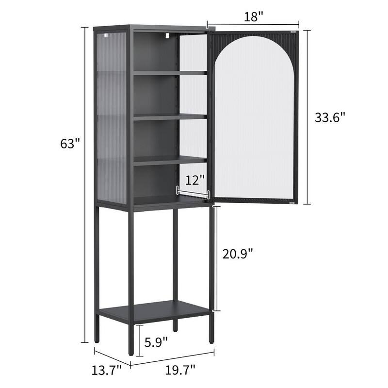 5-Tier Metal Display Storage Cabinet,Cube Bookshelf with 3 Adjustable Shelves