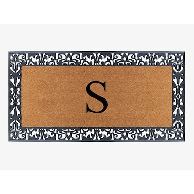 A1HC Rubber and Coir Paisley Border Heavy Duty Non-Slip Durable Double Door Monogrammed Doormat 30"X60"