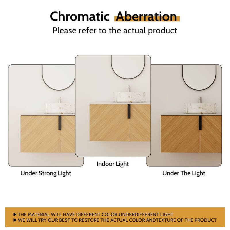 Bathroom Vanity With Sink In 30/36 Inch, Floating Bathroom Vanity With 2 Soft Close Doors