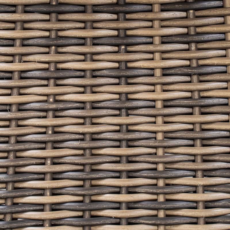 Christopher Knight Home - Rowan Outdoor Acacia Wood Dining Set with Handwoven Rattan Details and Slatted Tabletop