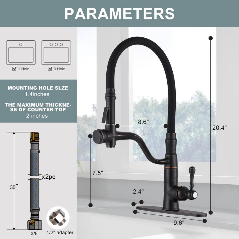 WOWOW Single Handle Pull Down Sprayer Kitchen Faucet