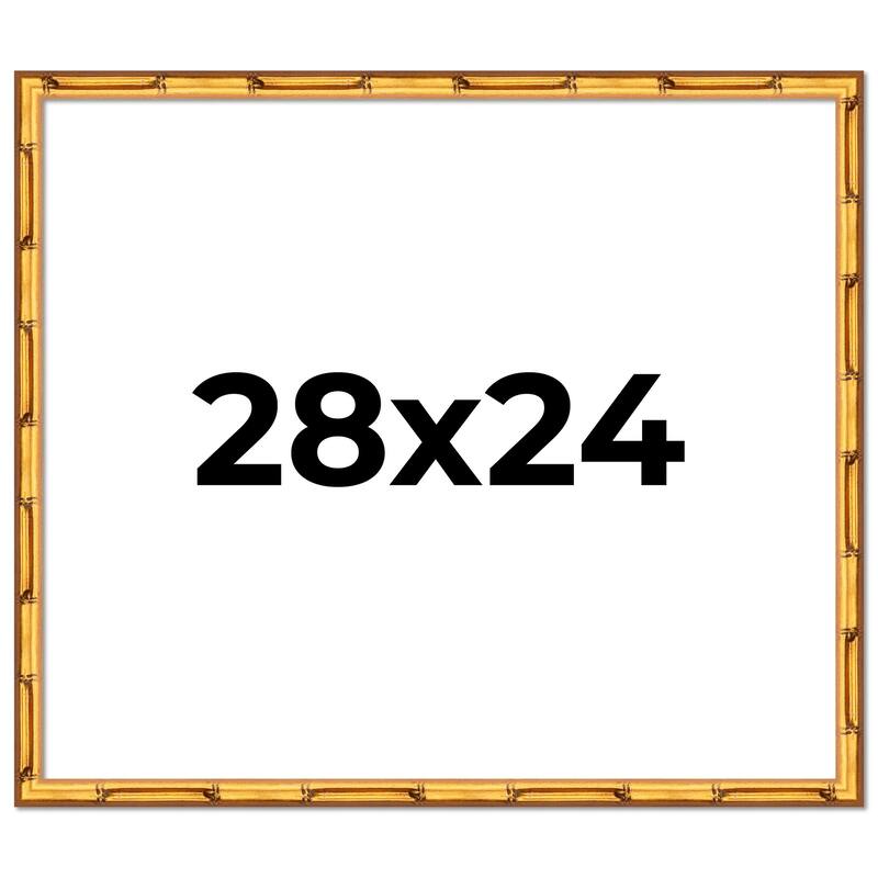 28x24 Frame Gold Bamboo Picture Frame Modern Photo Frame Includes UV Acrylic Shatter Guard Front Acid Free Foam Backing Board