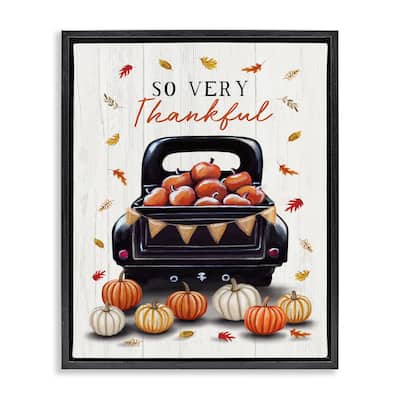 Stupell Autumnal So Very Thankful Framed Floater Canvas Wall Art Design By Elizabeth Tyndall