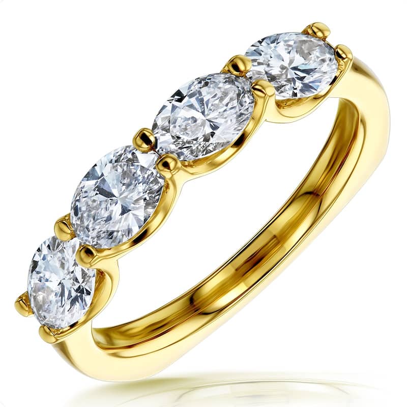 Kobelli 1.3 Carat Lab Grown Diamond 14k Solid Gold Euro Shank 4-Stone Kelsey Wedding Ring