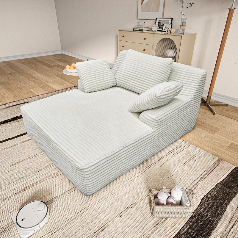 Oversized Fluffy Plush Corduroy Sleeper Sofa, Single Chaise Lounge Couch Chair, Deep Seat Reading Chair for Living Room