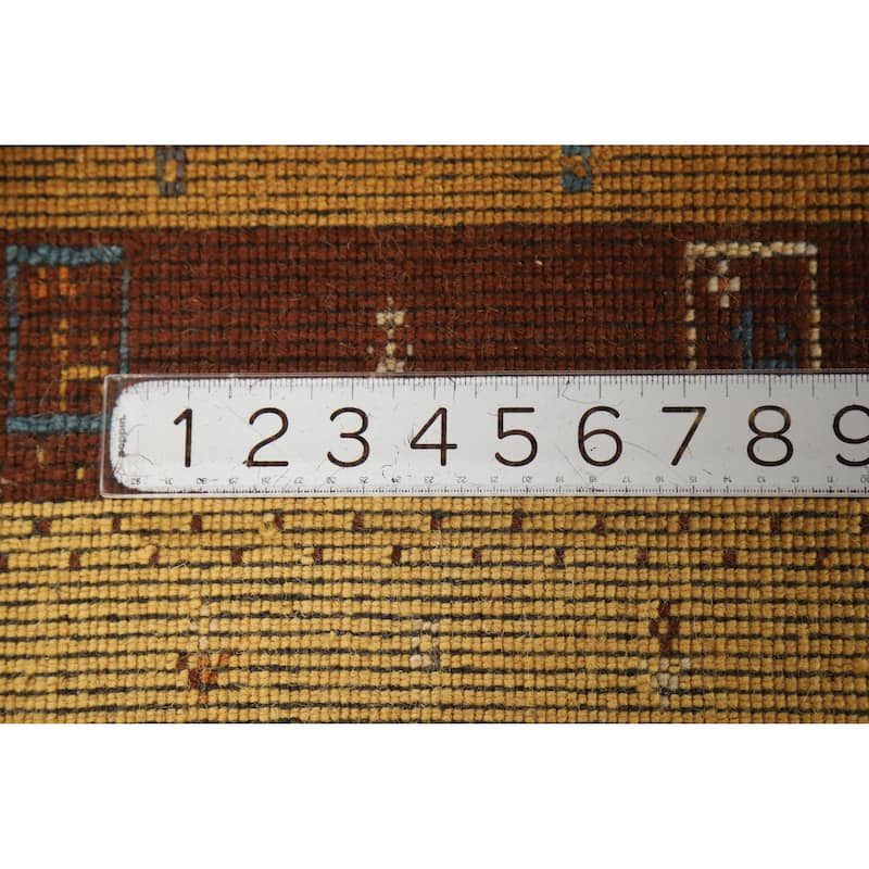 Hand Knotted Oriental 100% Wool Carpet Tribal Tribal Yellow & Gold Gabbeh Area Rug - 4' 4'' X 2' 4''