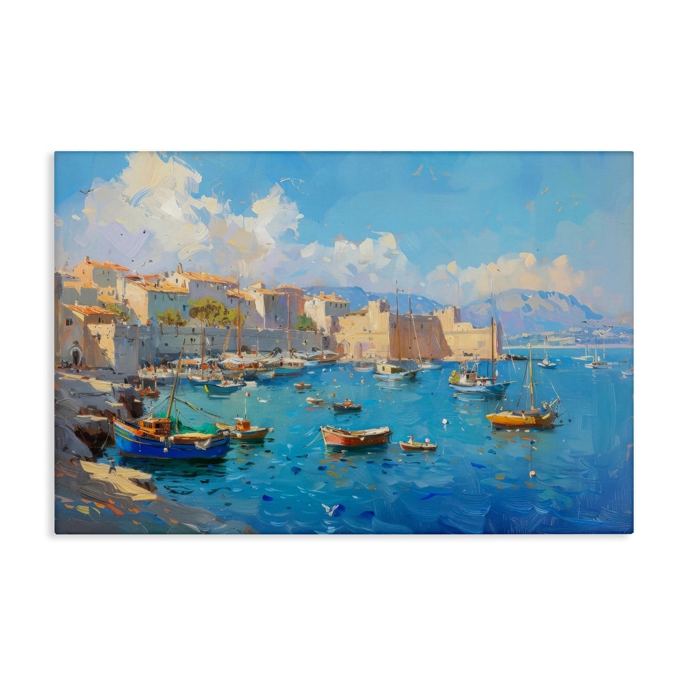 Stupell Nautical Harbor Coastal Town Canvas Wall Art Design By LSR Design Studio