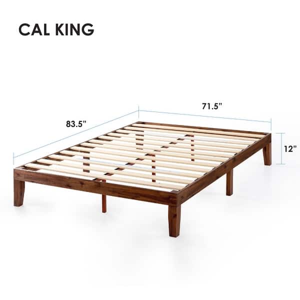 dimension image slide 26 of 34, 12" Classic Solid Wood Platform Bed Frame