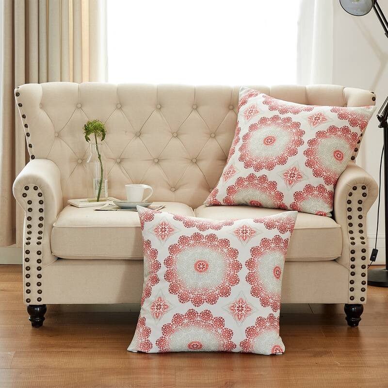 Delia Printed Pillow Shell 2 Piece Set, NO INSERT - 26" x 26" - Red clay
