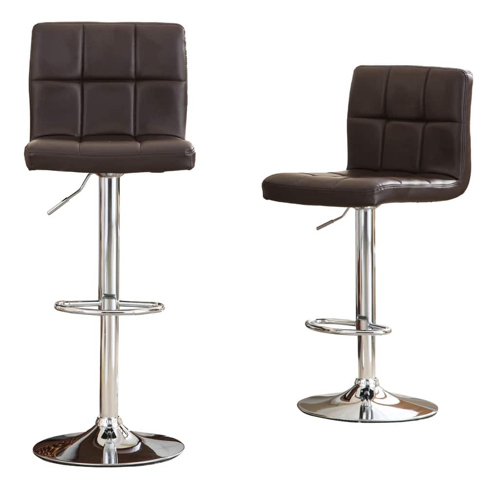 Swivel Faux Leather Adjustable Hydraulic Bar Stool Set of 2
