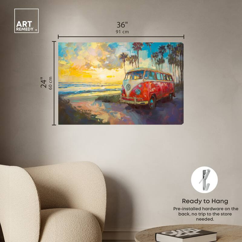 Art Remedy Memories At The Beach Gallery Wrapped Colorful Coastal 1 Piece Canvas Wall Art