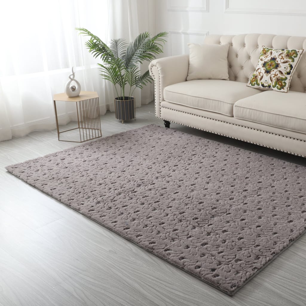 Amore Shag Collection Gray Textured Area Rug, 5' x 8' - 5' X 7'