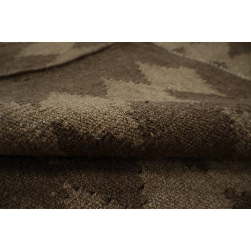 Hand Woven Oriental 100% Wool Carpet Southwestern Modern Brown Kilim Area Rug - 13' 0'' X 10' 0''