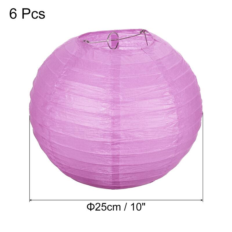 6pcs 10 Inch Folding Hanging Paper Lanterns for Wedding Home Party - Pink