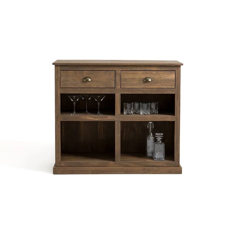 Lunja Solid Pine 2-Drawer Bar Cabinet - N/A
