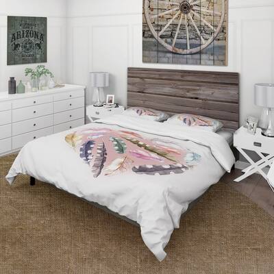 Designart 'Ethnic Feather Heart' Bohemian & Eclectic Duvet Cover Set